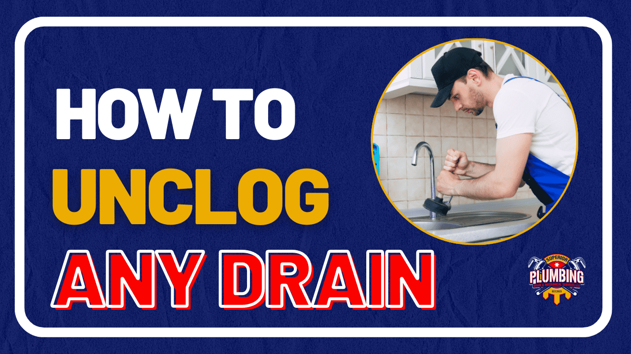 Plumber unclogging a drain with plunger