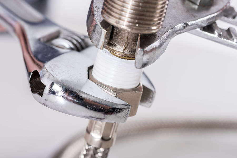 Emergency plumbing service in progress