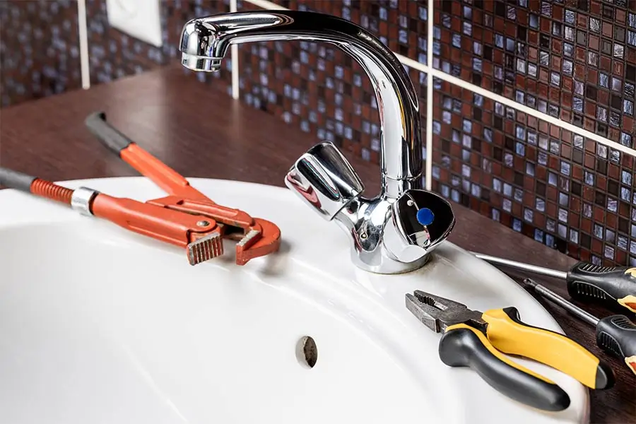 Faucet repair in progress